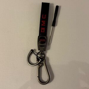 GMC Key Fob Keychain in Black Leather with Logo NWT